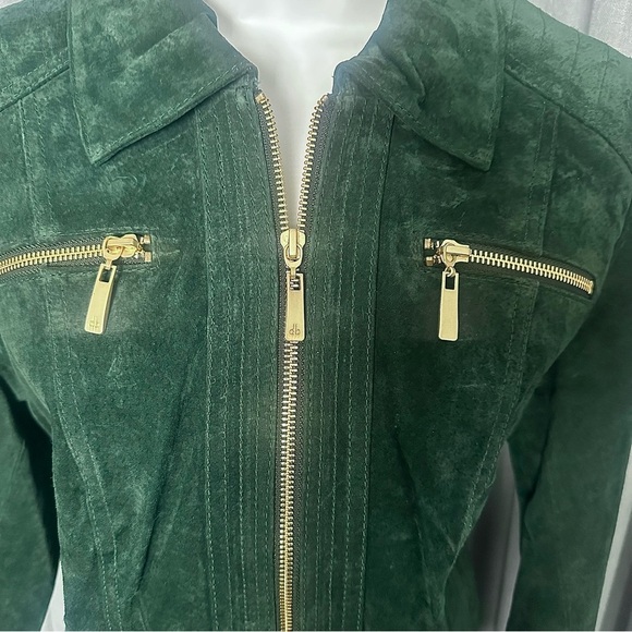NWT Dennis Basso womens Medium washable suede green coat - Picture 3 of 7
